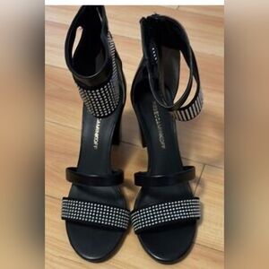 REBECCA MINKOFF Shawn Black Leather Ankle Strap Sandal Size 8.5